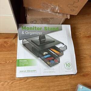 Mind Reader Perch Monitor Stand and Desk Organizer, Black